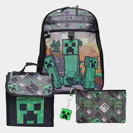 Bioworld - Minecraft Creeper 5 Piece 16 Inch Backpack Set - Blue