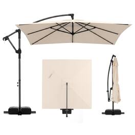 Costway - 8 x 8 FT Offset Cantilever Patio Umbrella Square Hanging Outdoor Market Umbrella - Beige