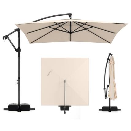 Front. Costway - Costway 8 x 8 FT Offset Cantilever Patio Umbrella Square Hanging Outdoor Market Umbrella - Beige.