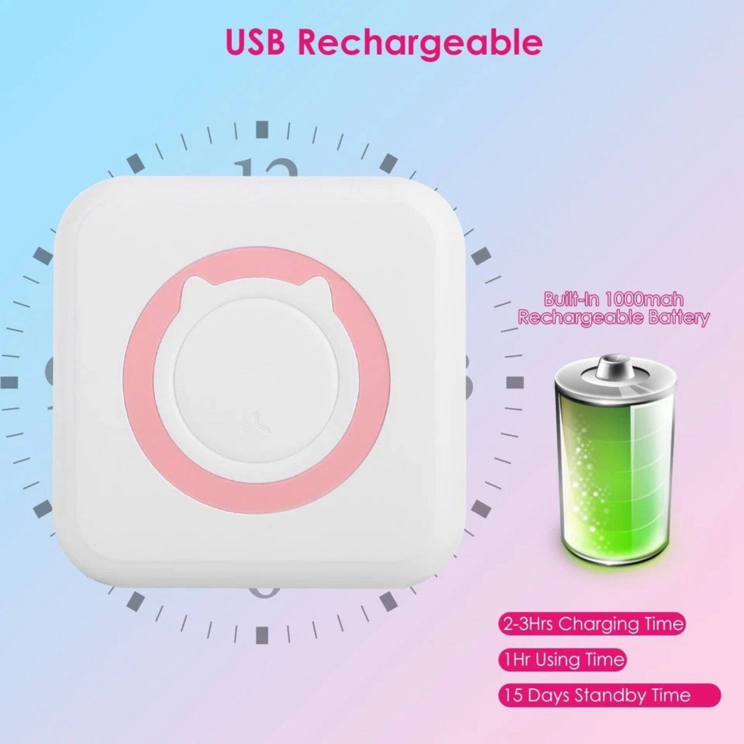 USB Rechargeable
Built-In 1000mah Rechargeable Battery
2-3Hrs Charging Time
1Hr Using Time
15 Days Standby Time