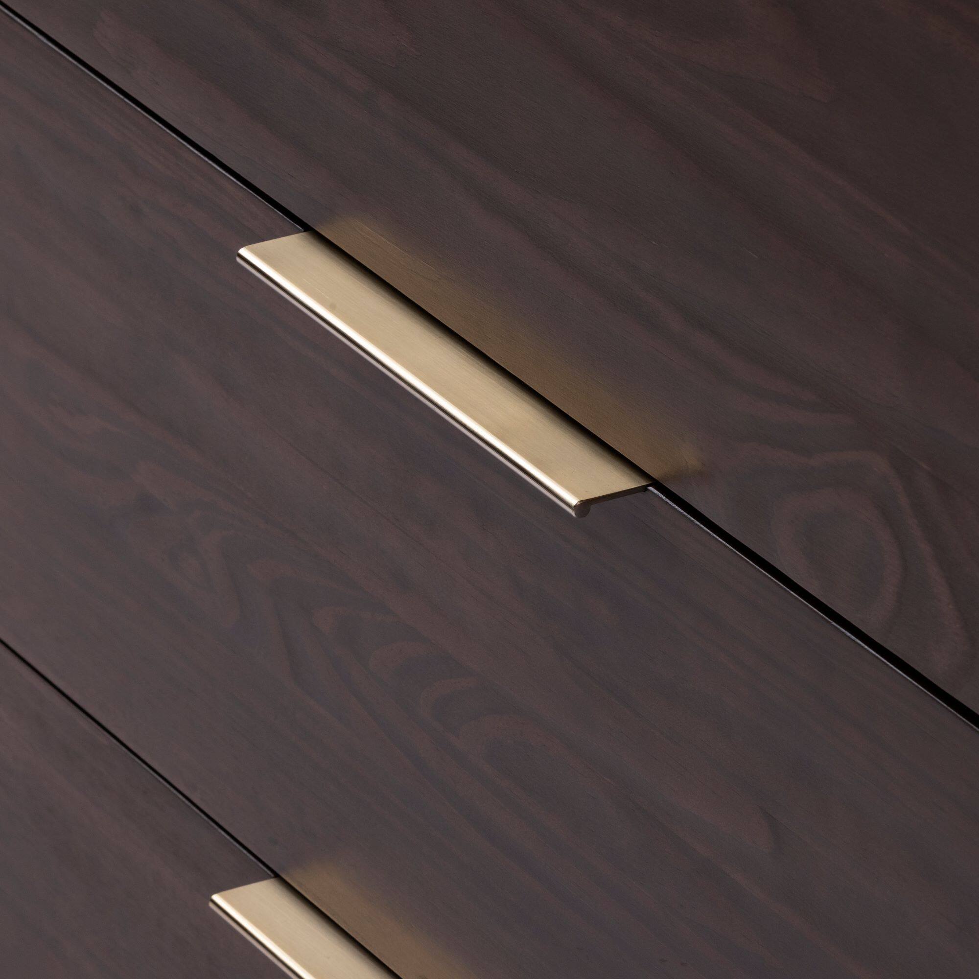 Alt View 7. Plank+Beam - Haven 6 Drawer Dresser with Brass Handle, Walnut - Walnut.