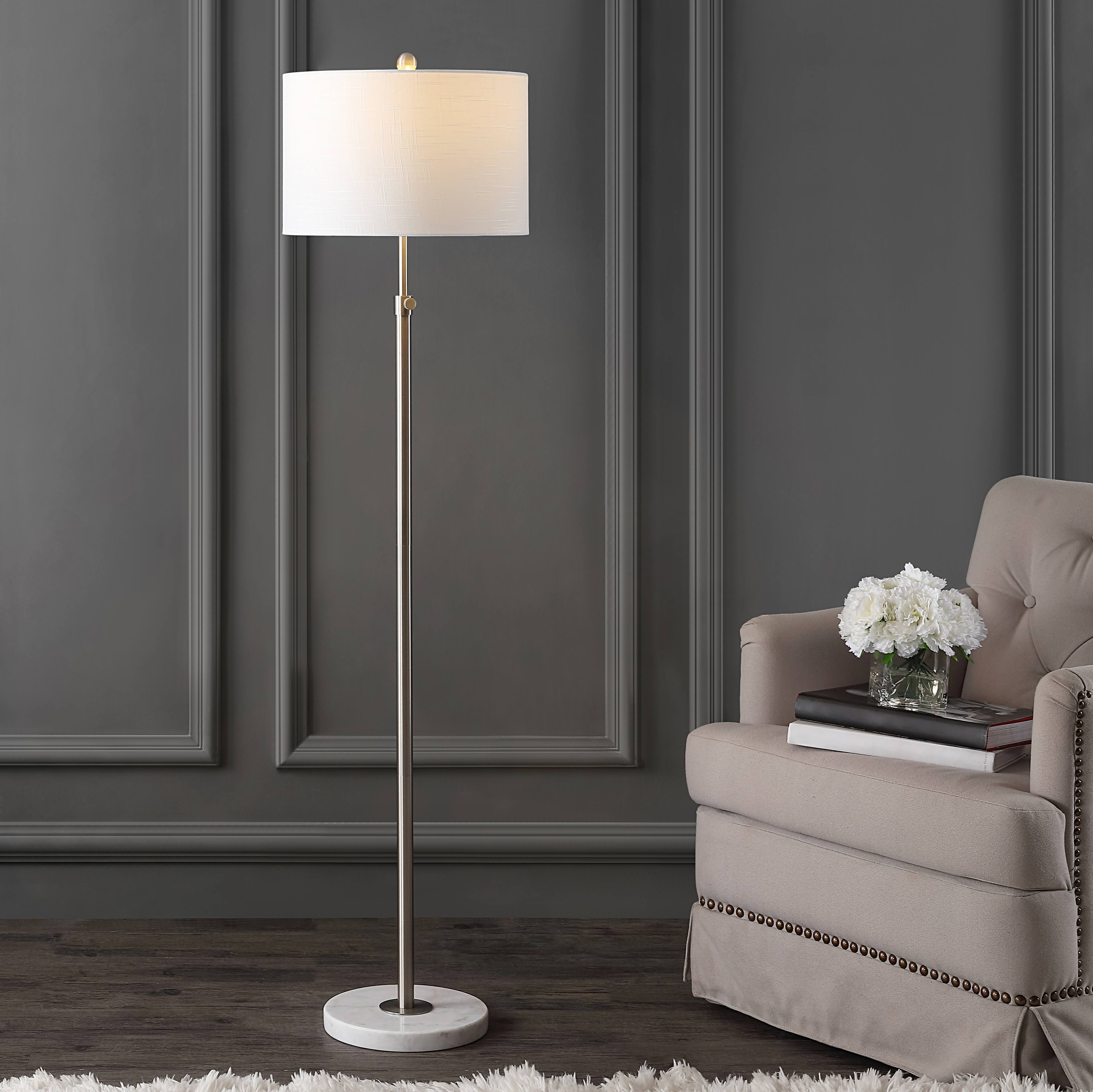 Alt View 1. Jonathan Y - June 65" Adjustable Metal/Marble LED Floor Lamp, Chrome - Chrome.