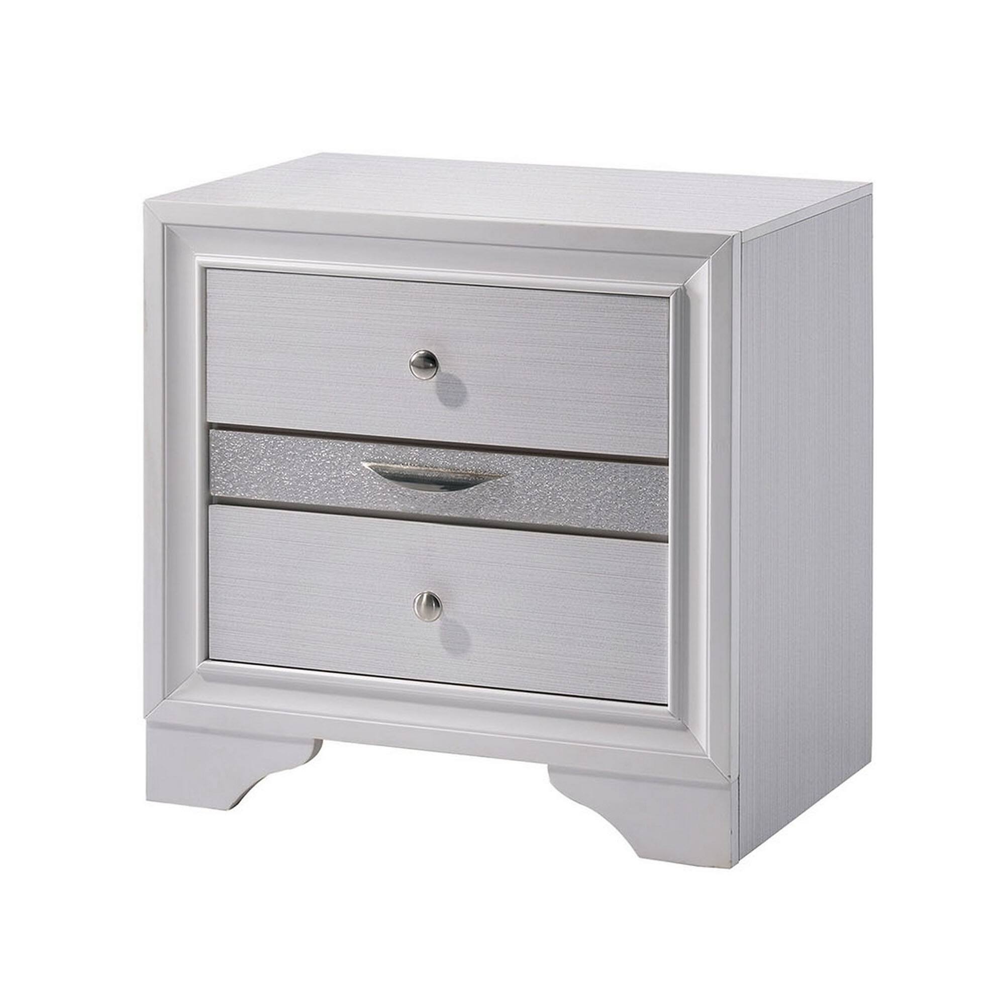 Alt View 1. Manhattan Lane - Contemporary Solid Wood Night Stand With Jewelry Drawers - White.