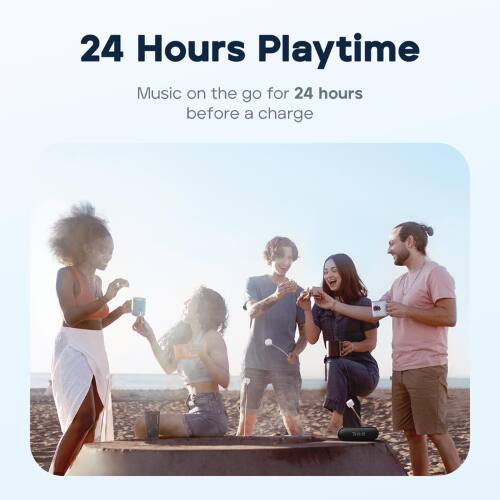 24 Hours Playtime  
Music on the go for 24 hours before a charge