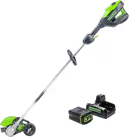 Greenworks - 82V 8" Brushless Cordless Edger, 4.0Ah Batttery and Dual Port Rapid Charger Included - Green