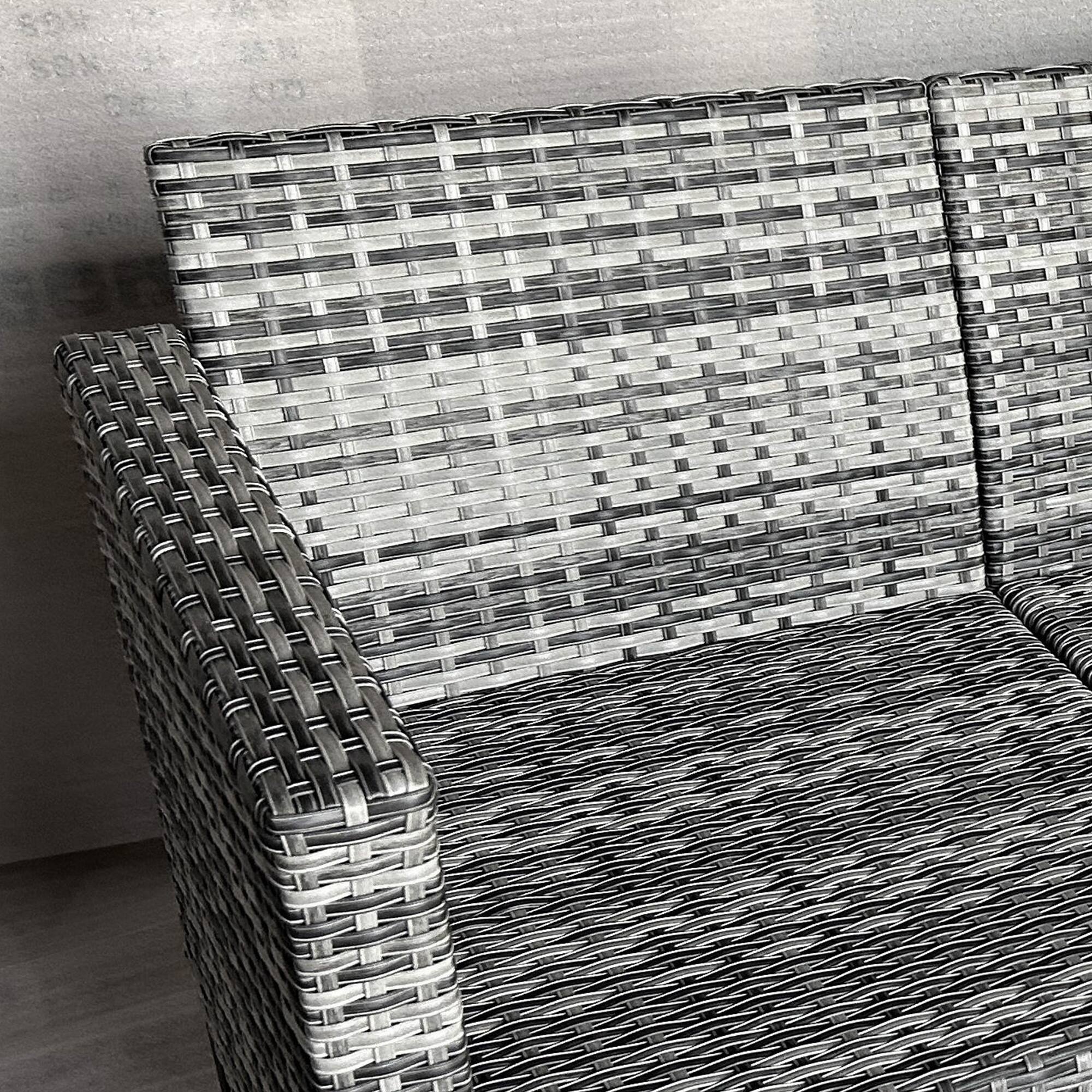 Alt View 8. Outsunny - 5 Piece Patio Furniture Set with Cushions, Outdoor Conversation Set with Rattan 3-Seater Sofa, Chairs & Footstools - Mixed-Gray.