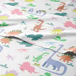 CGK Linens - Kids 4 Piece Bed Sheet Set - Cute & Cozy Wrinkle-Resistant with Vibrant Designs - Queen - Dinosaurs