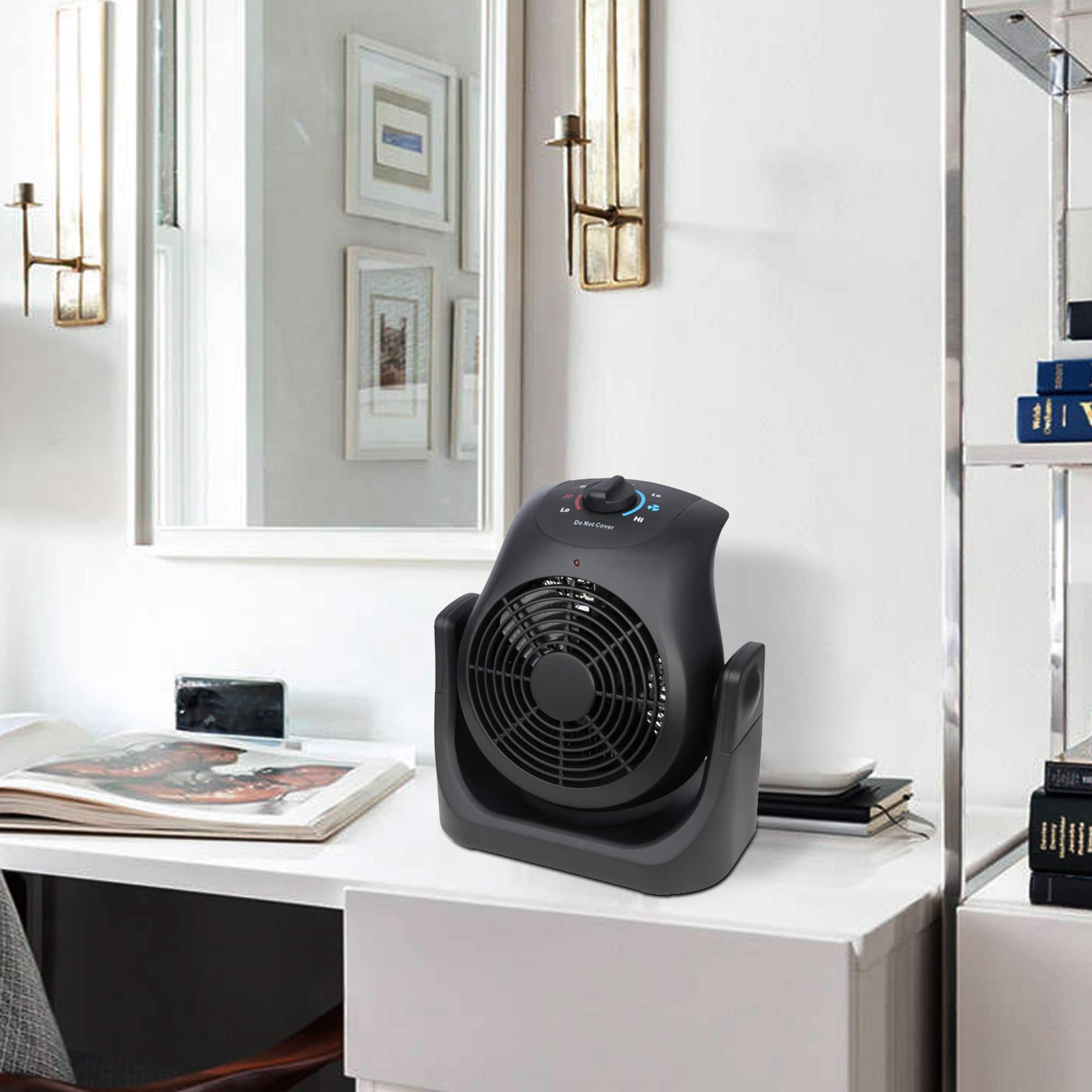 Parrot Uncle - 1500W 2-in-1 Fan Heater with Dual Heat Settings and Safety Overheat Protection for Home and Office - Black