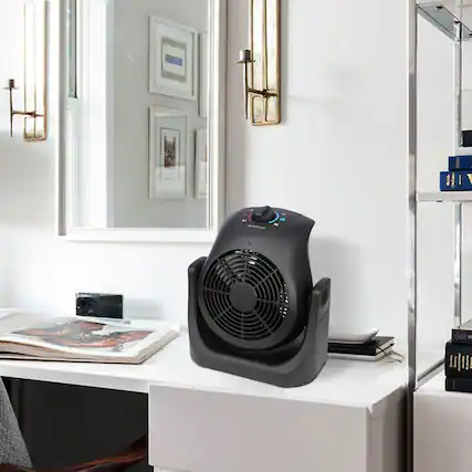 Front. Parrot Uncle - 1500W 2-in-1 Fan Heater with Dual Heat Settings and Safety Overheat Protection for Home and Office - Black.