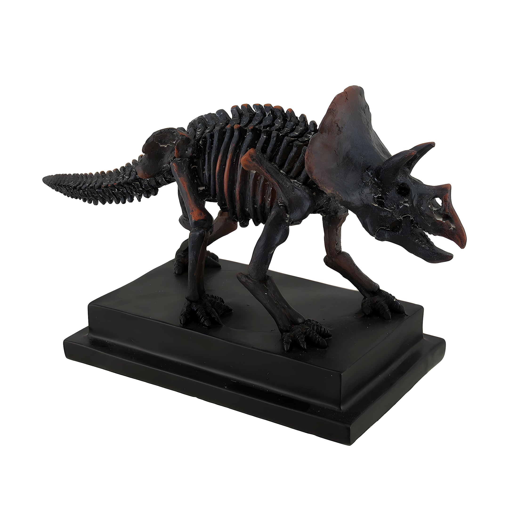 Zeckos - Antique Finish Mounted Triceratops Skeleton Statue - Bronze