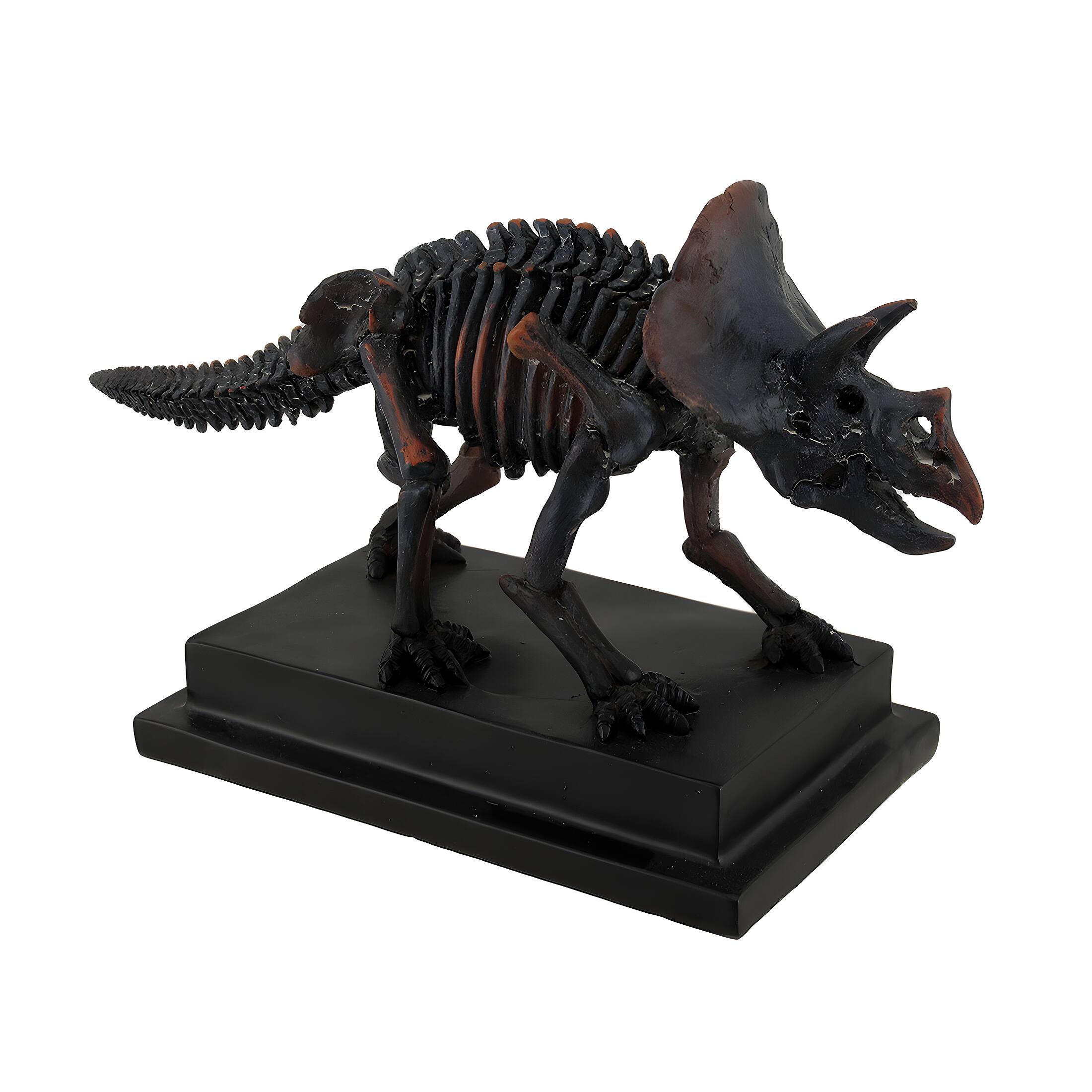 Front. Zeckos - Antique Bronze Finish Mounted Triceratops Skeleton Statue - Bronze.