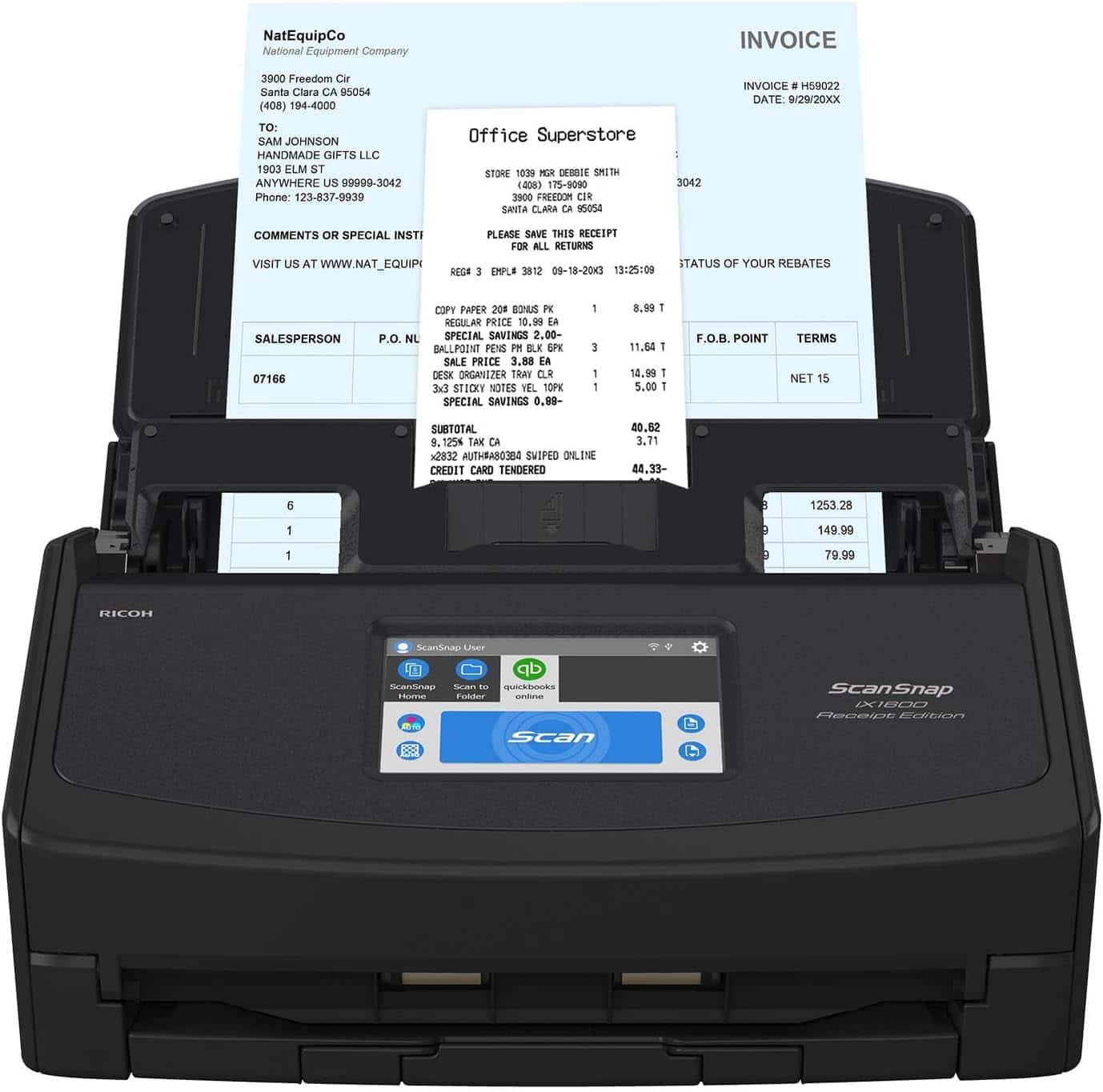 Ricoh ScanSnap iX1600 Receipt Edition Color Duplex Invoice