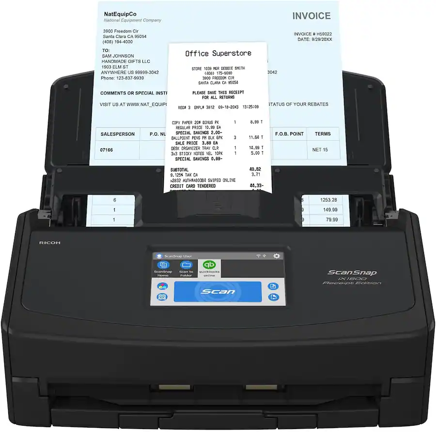 Ricoh ScanSnap iX1600 Receipt Edition Color Duplex Invoice Document ...