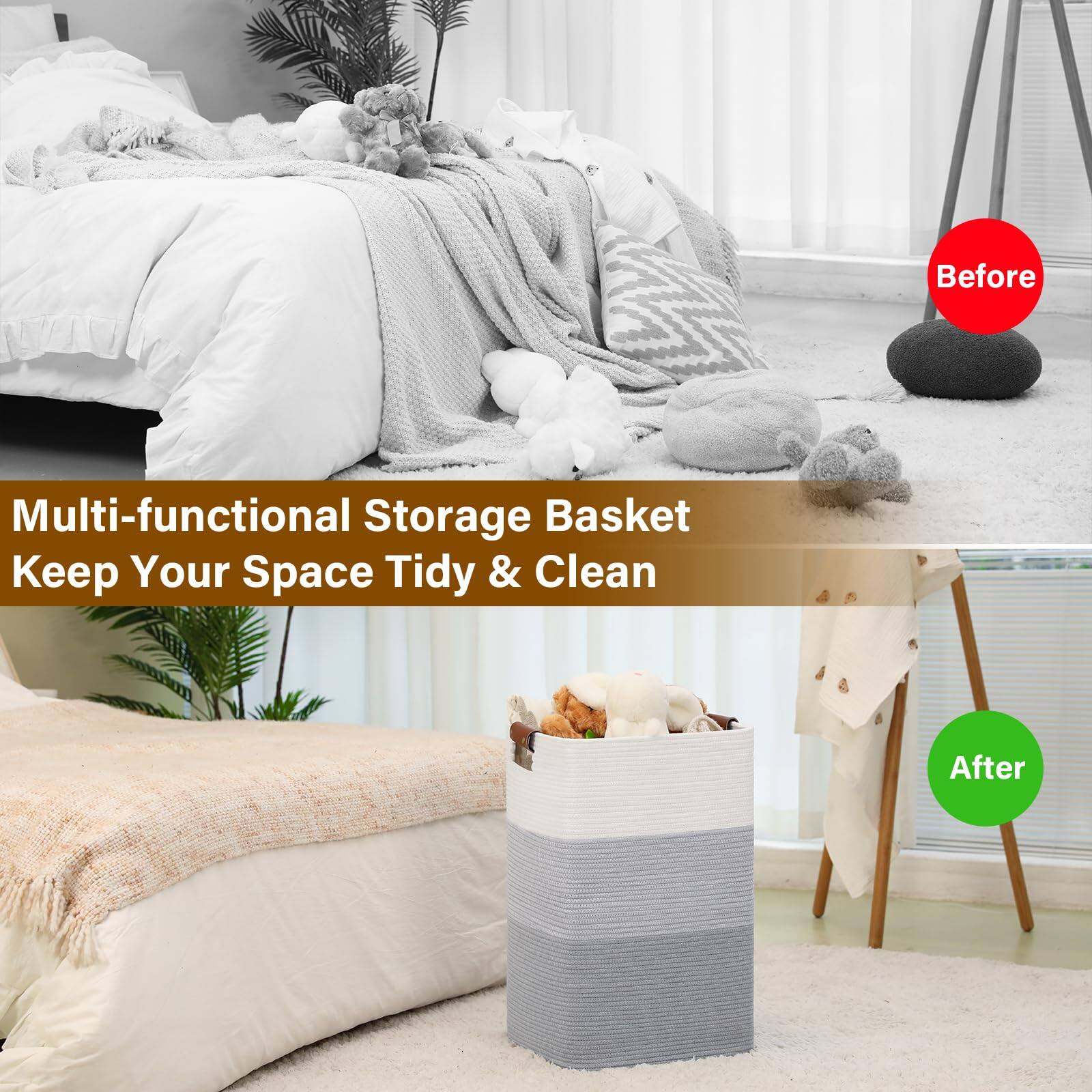 Multi-functional Storage Basket  
Keep Your Space Tidy & Clean  

Before  

After