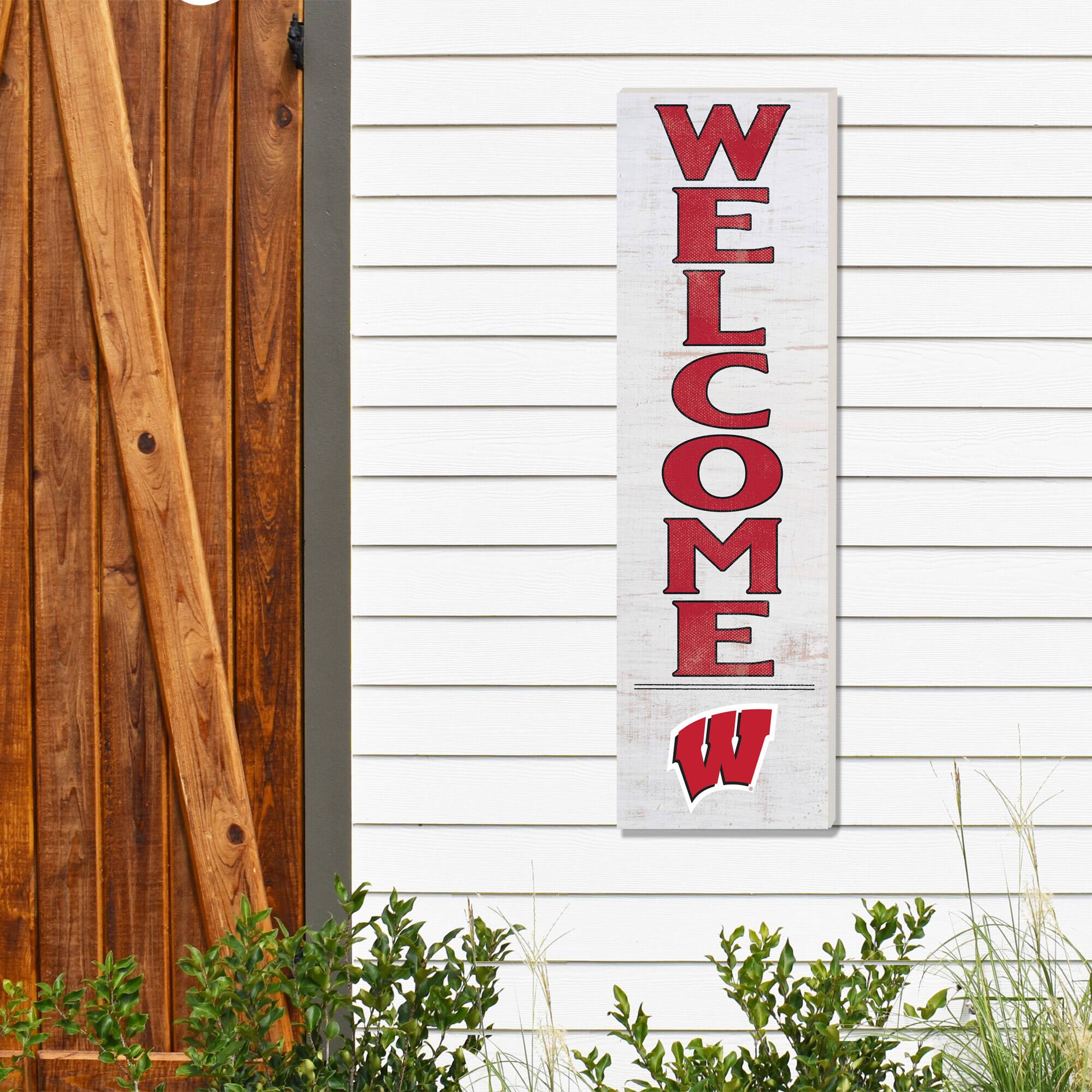 Alt View 1. Jardine - Wisconsin Badgers 10'' x 35'' Indoor/Outdoor Welcome Sign - Red.