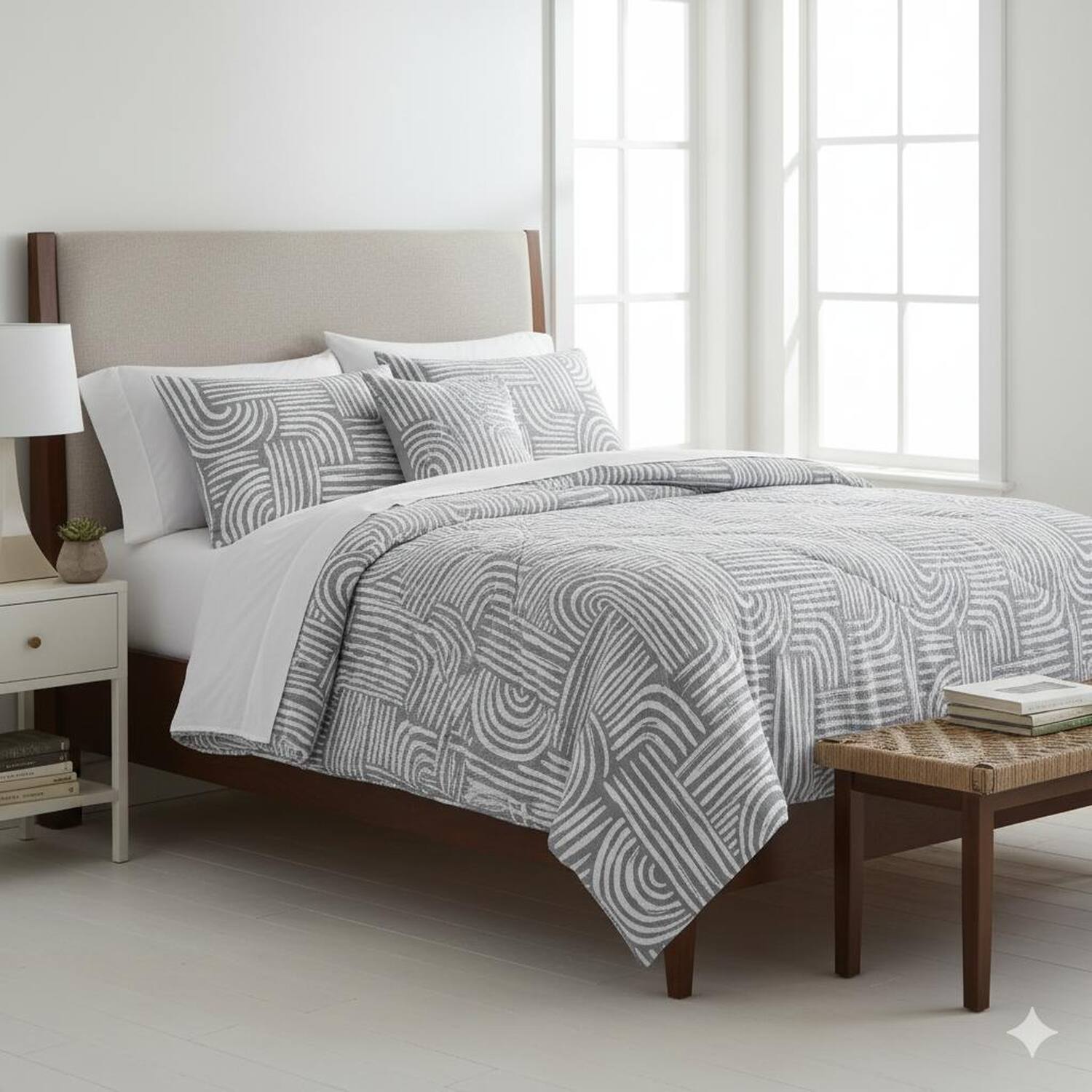 Alt View 1. Shavel Home Products - Shavel 100% Polyester Luxury Seersucker Brushstrokes Comforter Set Twin Gray - Gray.