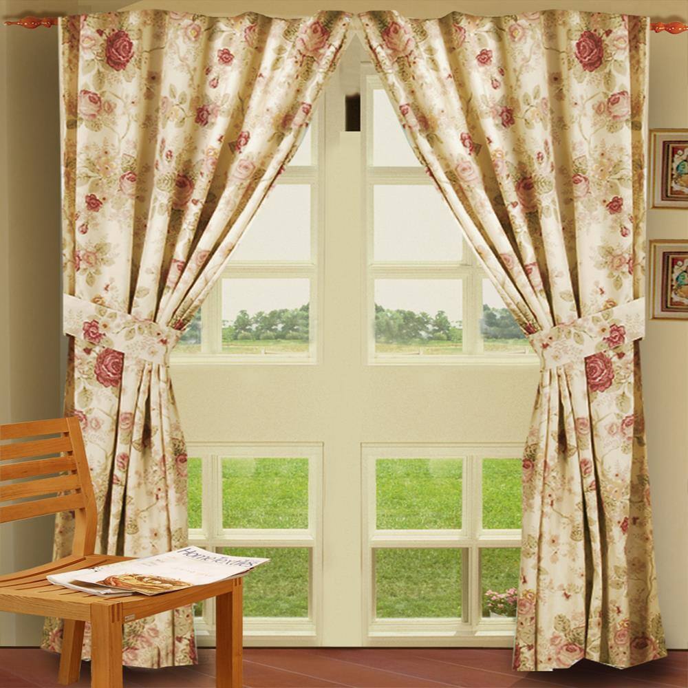 Front. Greenland Home Fashions - Greenland Home Fashion Antique Rose Window Panel Pair - Multi 42x84" - Multi.