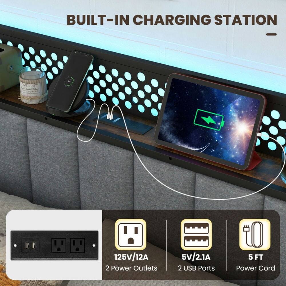 BUILT-IN CHARGING STATION

- 125V/12A
- 2 Power Outlets
- 5V/2.1A
- 2 USB Ports
- 5 FT Power Cord