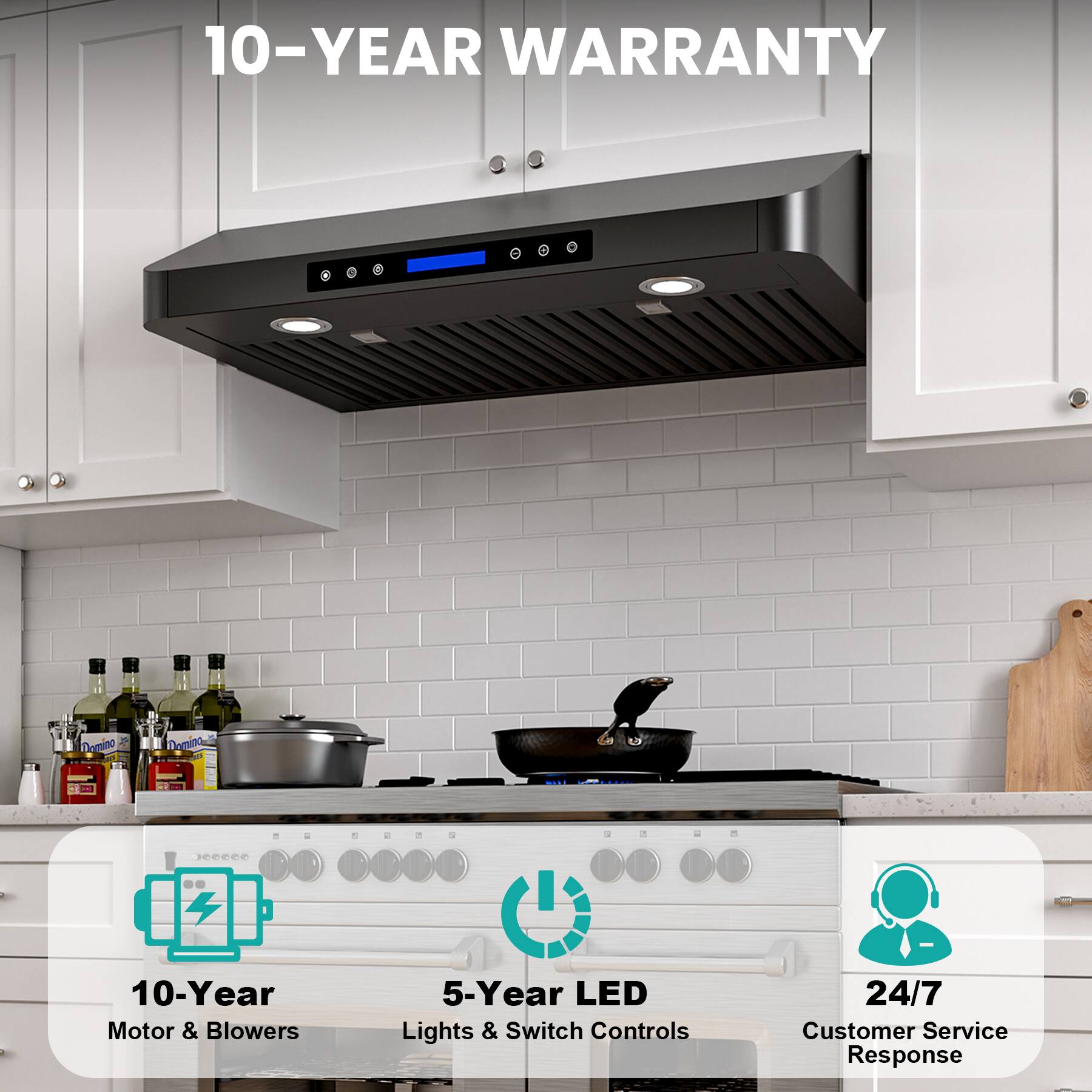 10-YEAR WARRANTY

Domino JP00P

10-Year Motor & Blowers  
5-Year LED Lights & Switch Controls  
24/7 Customer Service Response