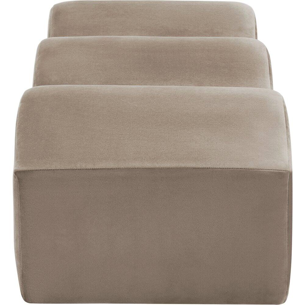 Alt View 4. Meridian Furniture - Wave Taupe Velvet Bench - Beige.