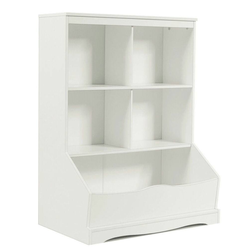 Left. Kadyn - 3-Tier Children's Multi-Functional Bookcase Toy Storage Bin Floor Cabinet-White, Kids Toy Storage for Kids - White.