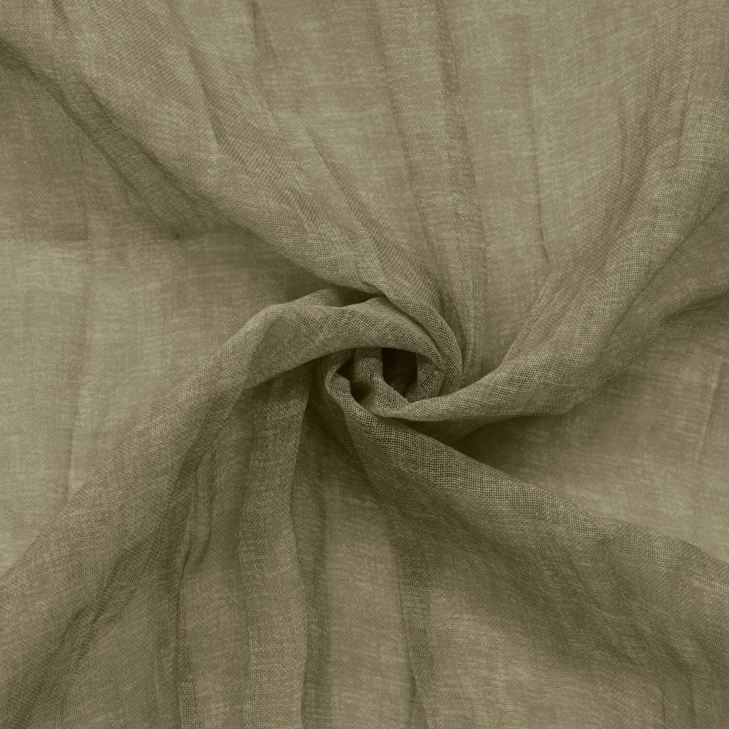 Left. Commonwealth Home Fashions - Habitat 100% Polyester Paloma Sheer Broomstick Crushed Solid Dual Header Curtain Panel 52" x 84" Khaki - Khaki.