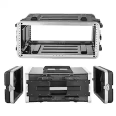 Front. VEVOR - 4U Rack Case, Standard 19 in Depth, Server Rack Cabinet with ABS Construction, Recessed Twist Latches, Detachable Front - Black.