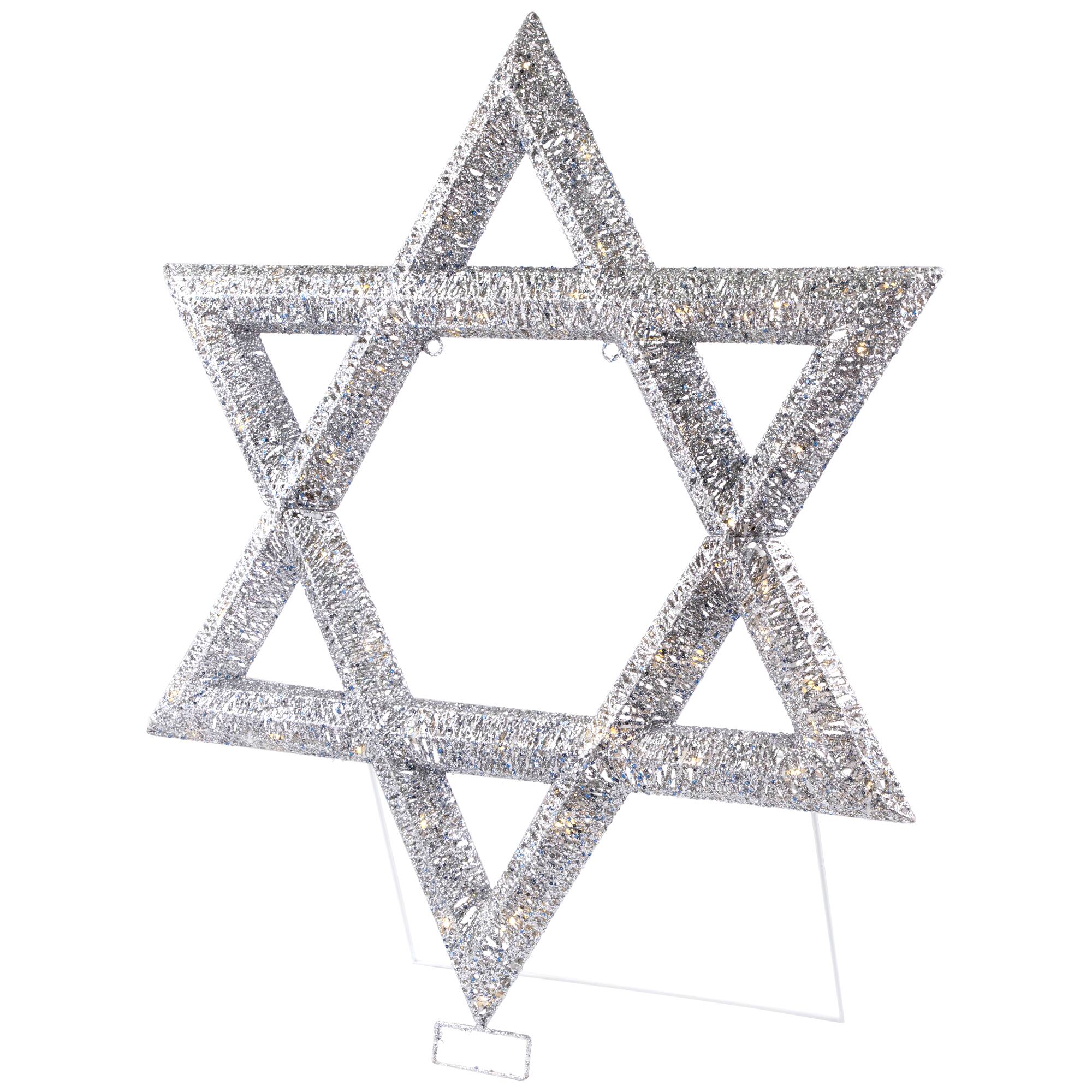 Alt View 4. Northlight - LED Lighted Sequined Star of David Hanukkah Outdoor Decoration - 36" - Silver.