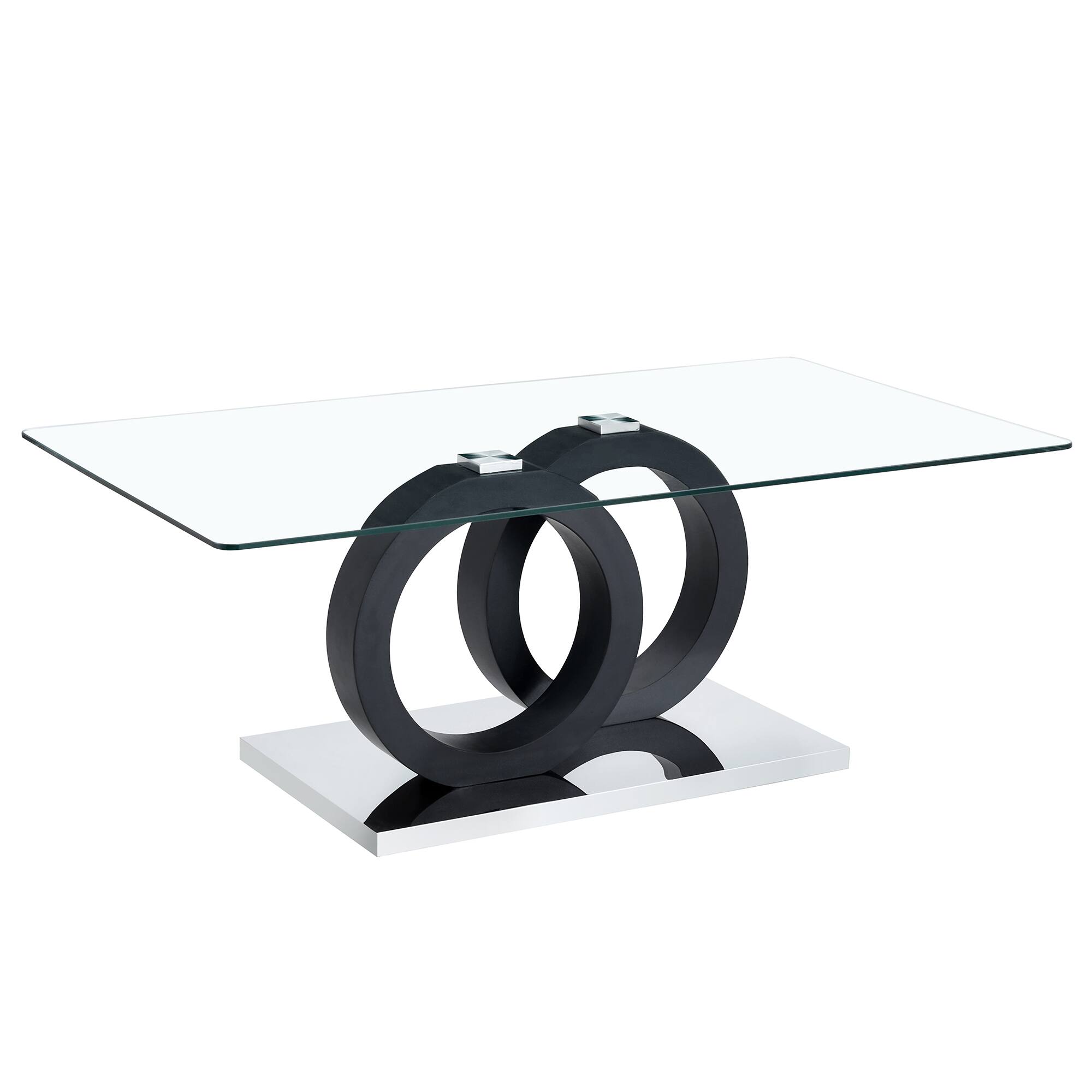Alt View 10. Loheer - Loheer- Modern Glass Top Coffee Table Black MDF Base Contemporary Living Room Center Table 3.9x2.1x1.5 Ft - Black.