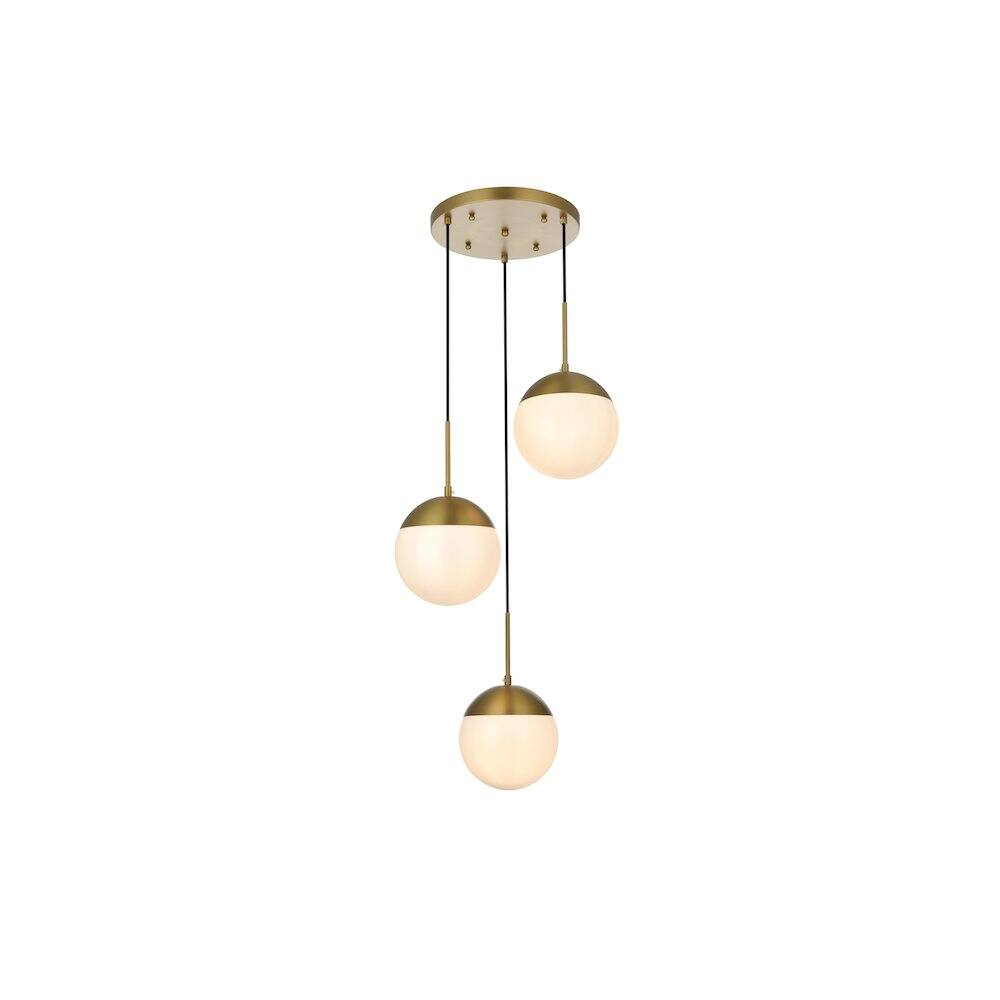 Alt View 1. Living District - Eclipse 18 Inch Pendant Frosted White Shade in Satin Gold - Satin Gold And Frosted White.