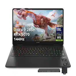 HP OMEN - Upgraded - 16 Slim 16" Gaming Laptop,Intel Ultra 9 285H,RTX 5070,64GB RAM,2TB SSD+1TB Dock Set,Backlit,Win 11 Pro - Black
