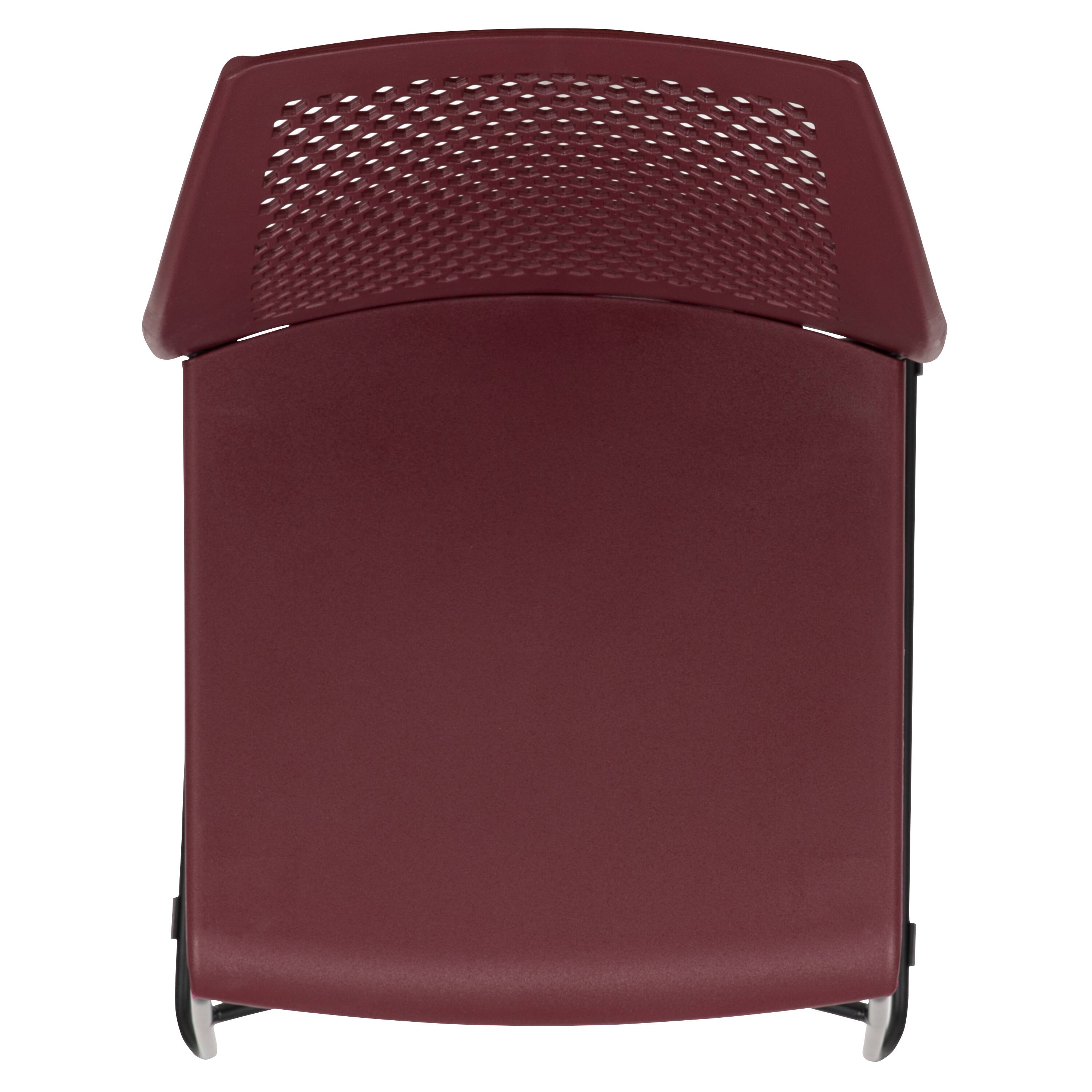 Alt View 8. Emma + Oliver - Home and Office Sled Base Stack Chair with Air-Vent Back - Guest Chair - Burgundy.