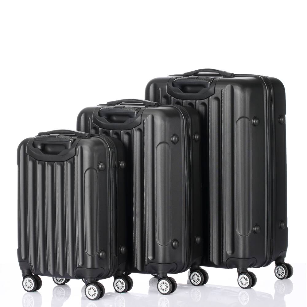 Alt View 2. Winado - 20"/24"/28" 3 Piece Trolley Carry On ABS Luggage Lightweight Hardside Suitcase Set Spinner Wheels & TSA Lock for Travel - Black.