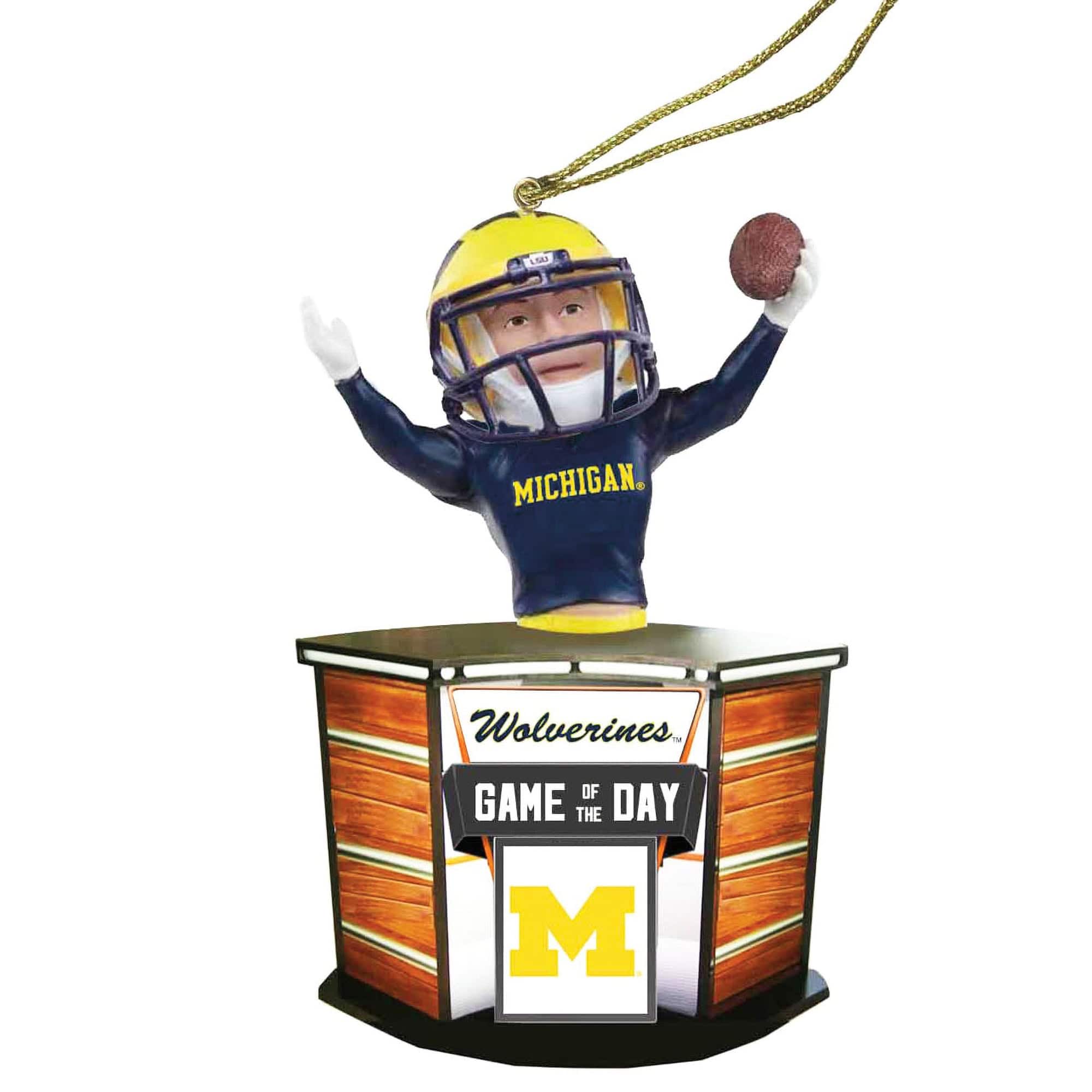 Santa's Workshop - Michigan Wolverines 4" Game of the Day Ornament - Blue