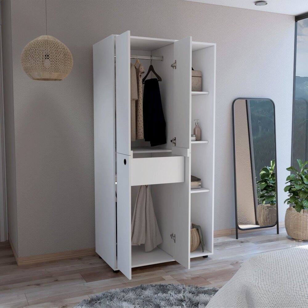 Alt View 4. TuHome - Misuri Wardrobe Armoire White MDF - White.