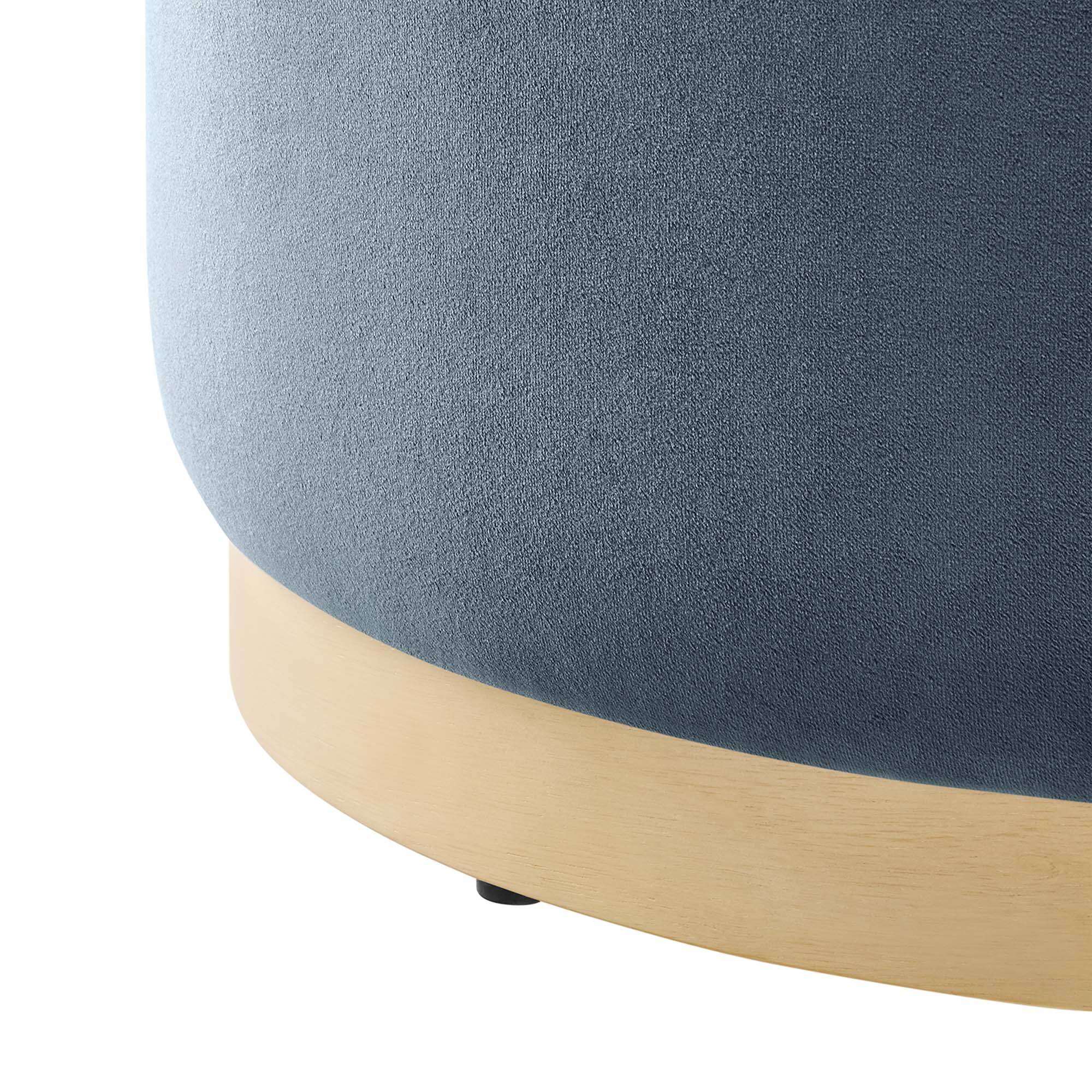 Alt View 4. Modway - Tilden Large 23" Round Performance Velvet Upholstered Ottoman by Modway - Cadet Blue Natural.