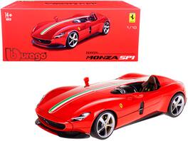Ferrari Monza SP1 with Italian Flag Stripes "Signature Series" 1/18 Diecast Model Car by Bburago - Red