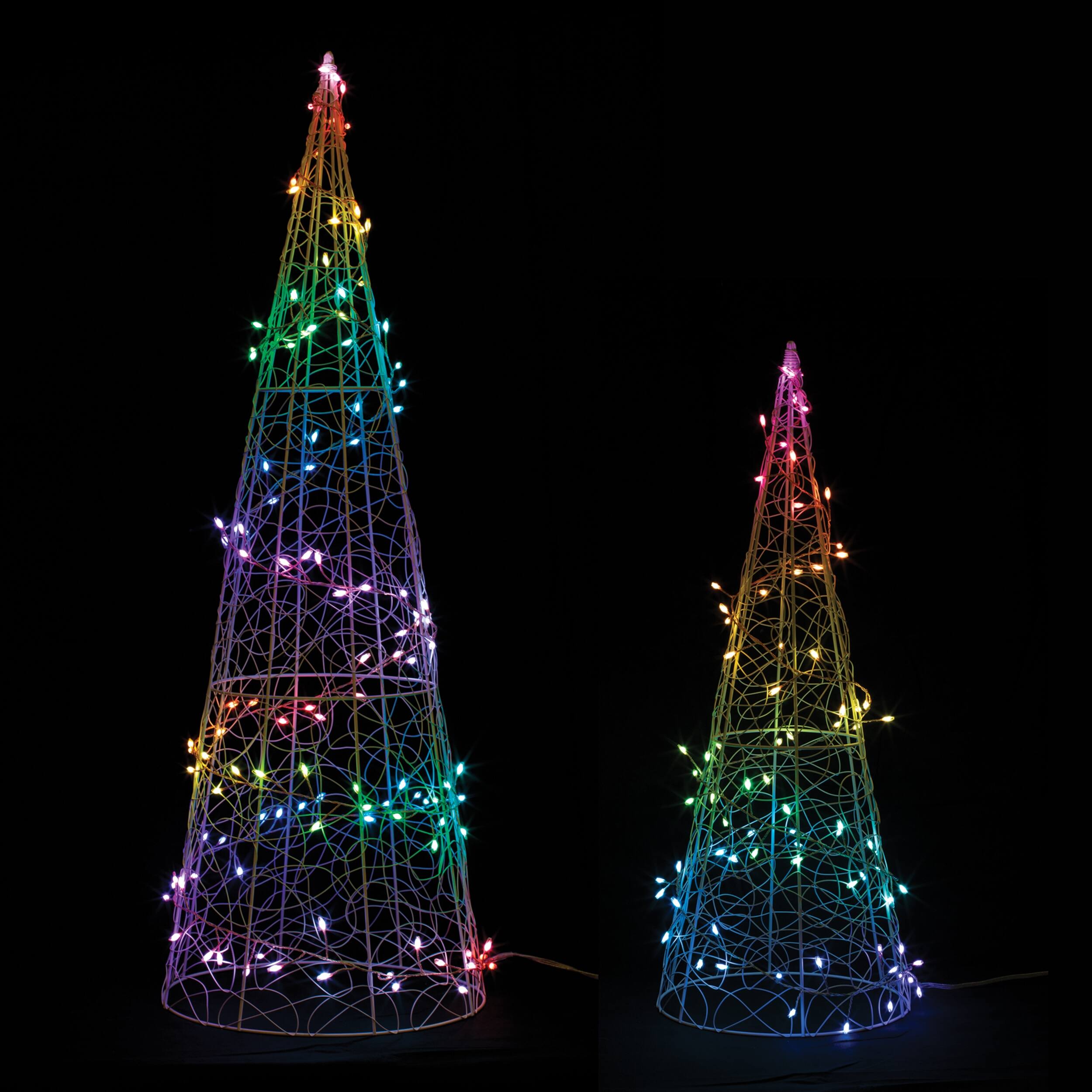 Front. BreeBe - Multicolor LED Tree (Set of 2) - White, Multicolor.