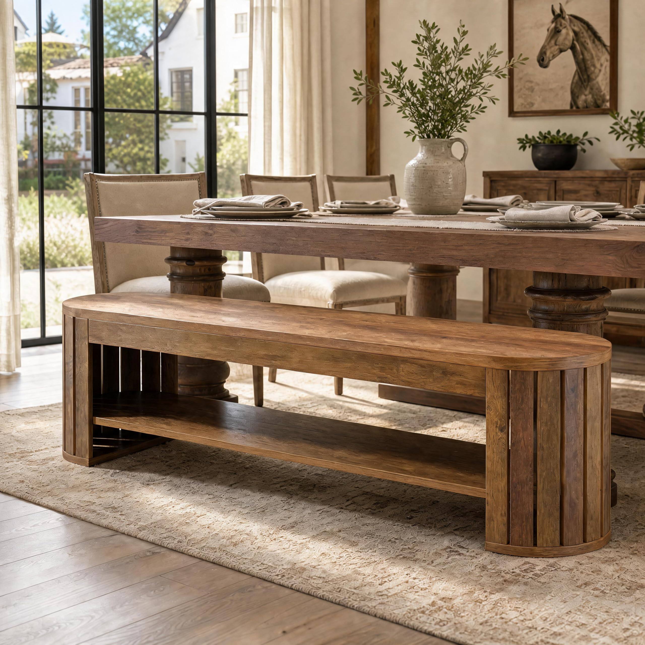 Alt View 2. Tribesigns - 63" 2-Tier Wooden Shoe Storage Bench - Brown.