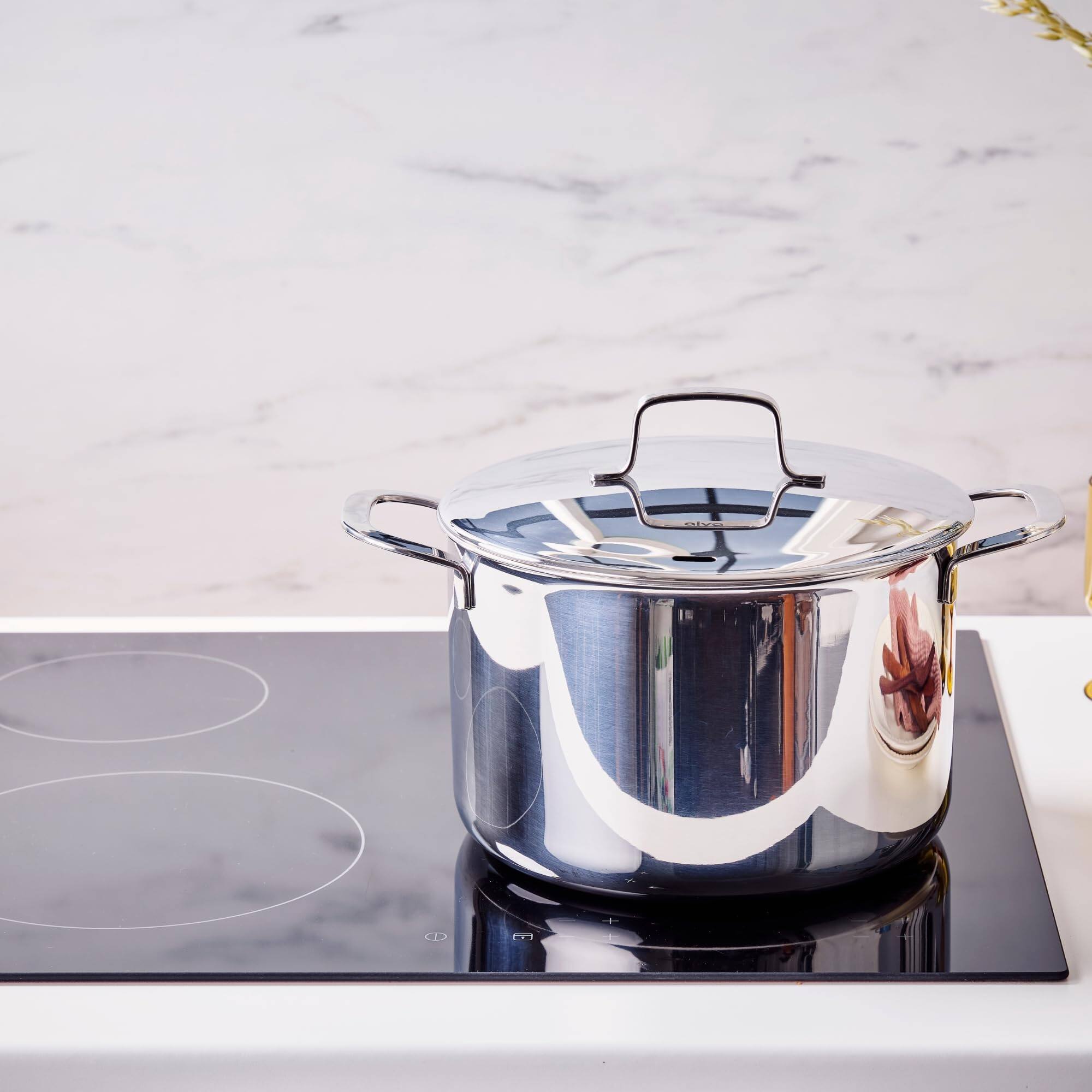 Angle. Alva - Alva Maestro 5-Ply Stainless Steel Stock Pot with Lid, 7-Qt. - Stainless Steel.