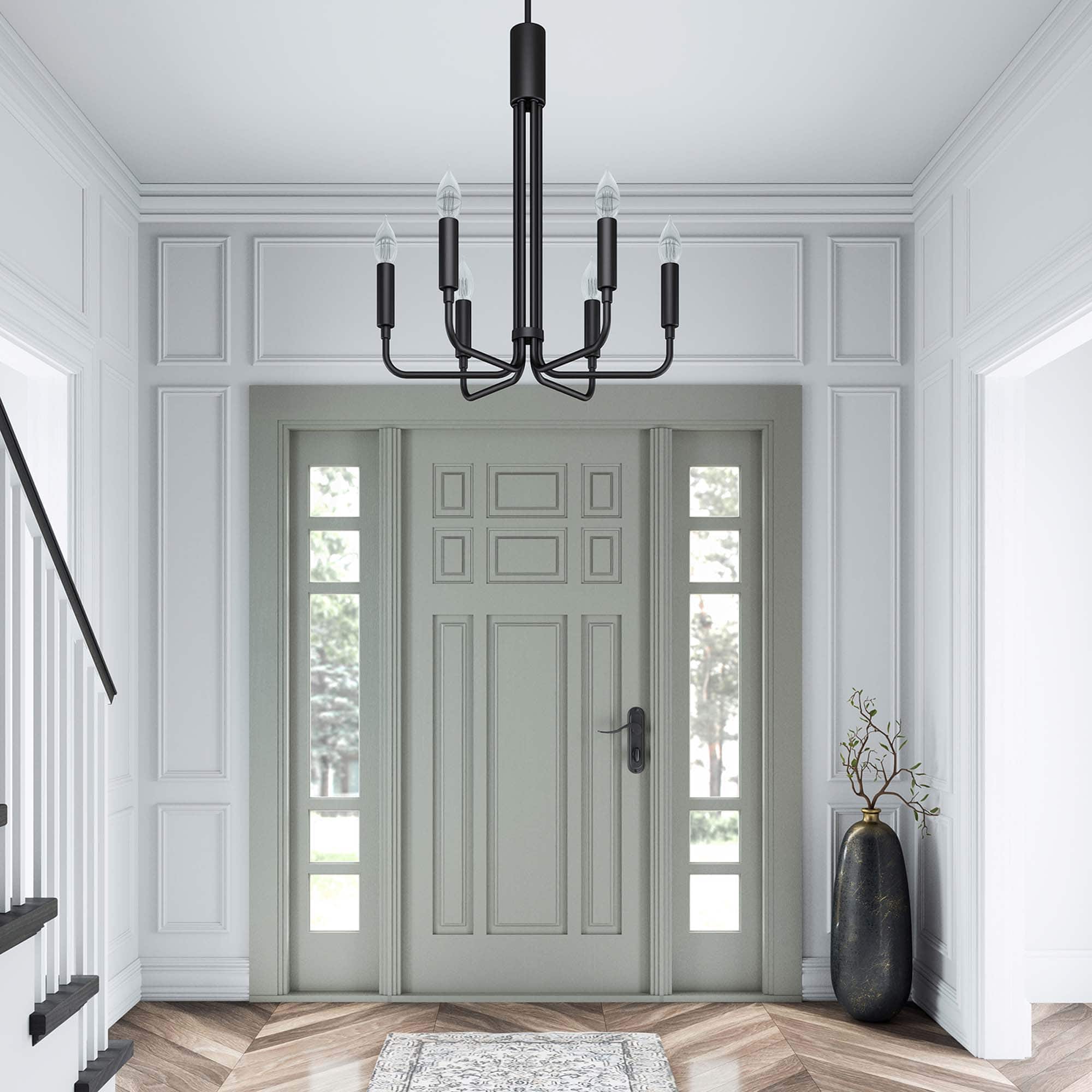 Rekindle 6-Light Chandelier by Modway - Black