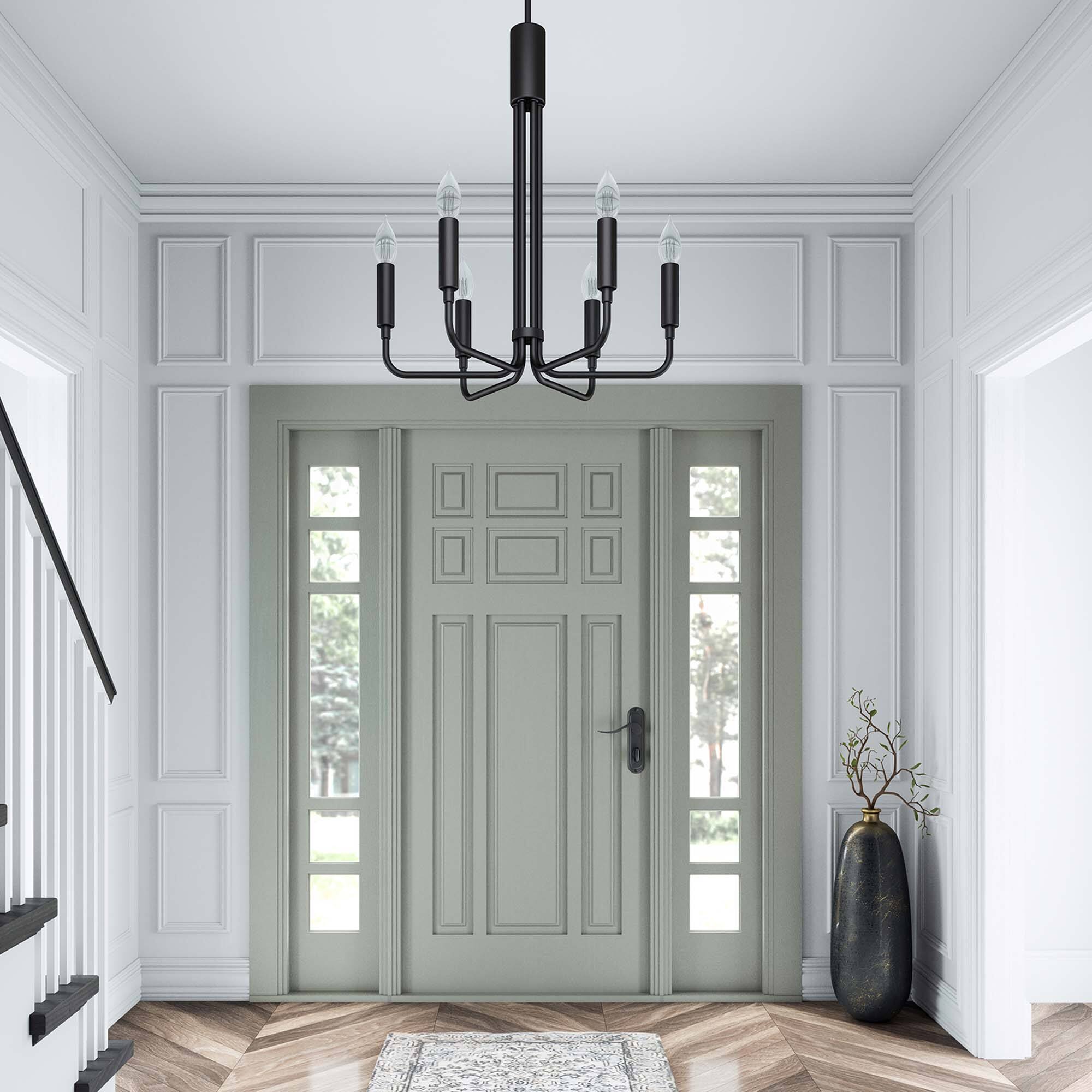 Front. Modway - Rekindle 6-Light Chandelier by Modway - Black.