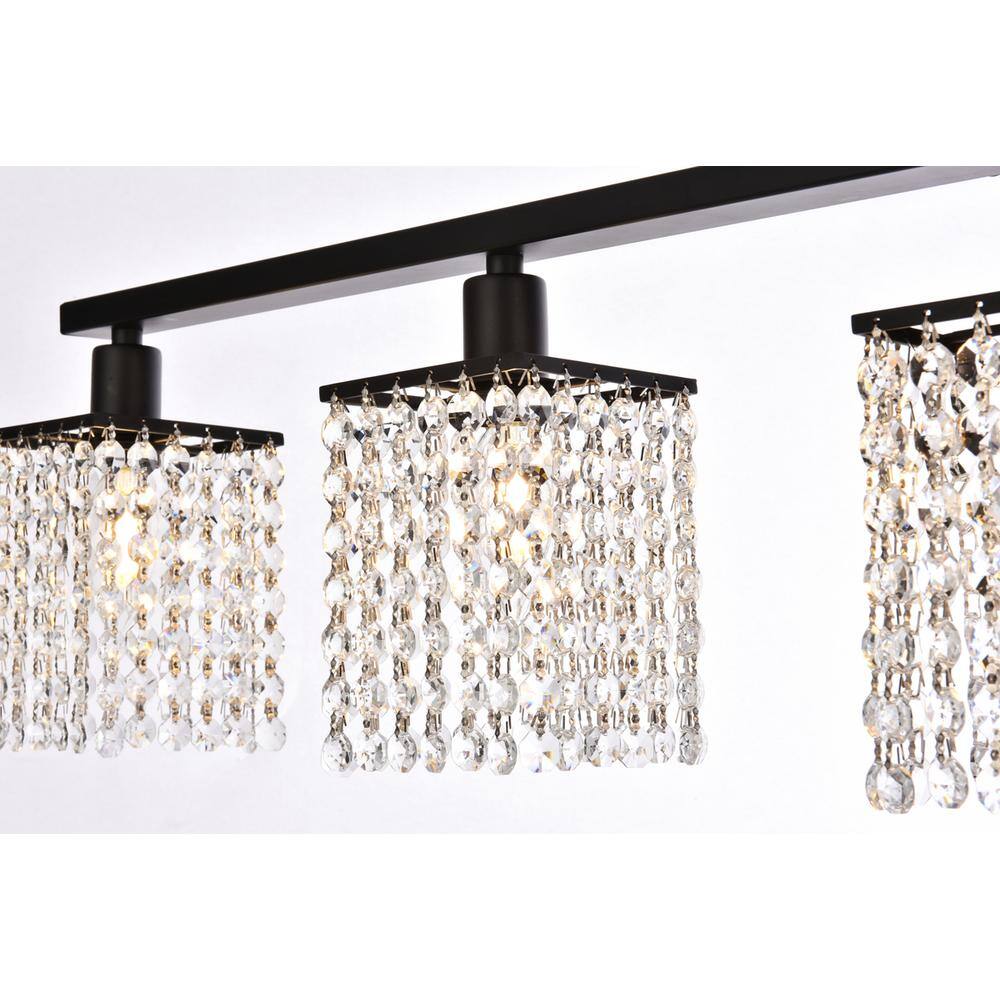 Alt View 1. Living District - Phineas 5 lights bath sconce in black with clear crystals - Black And Clear.