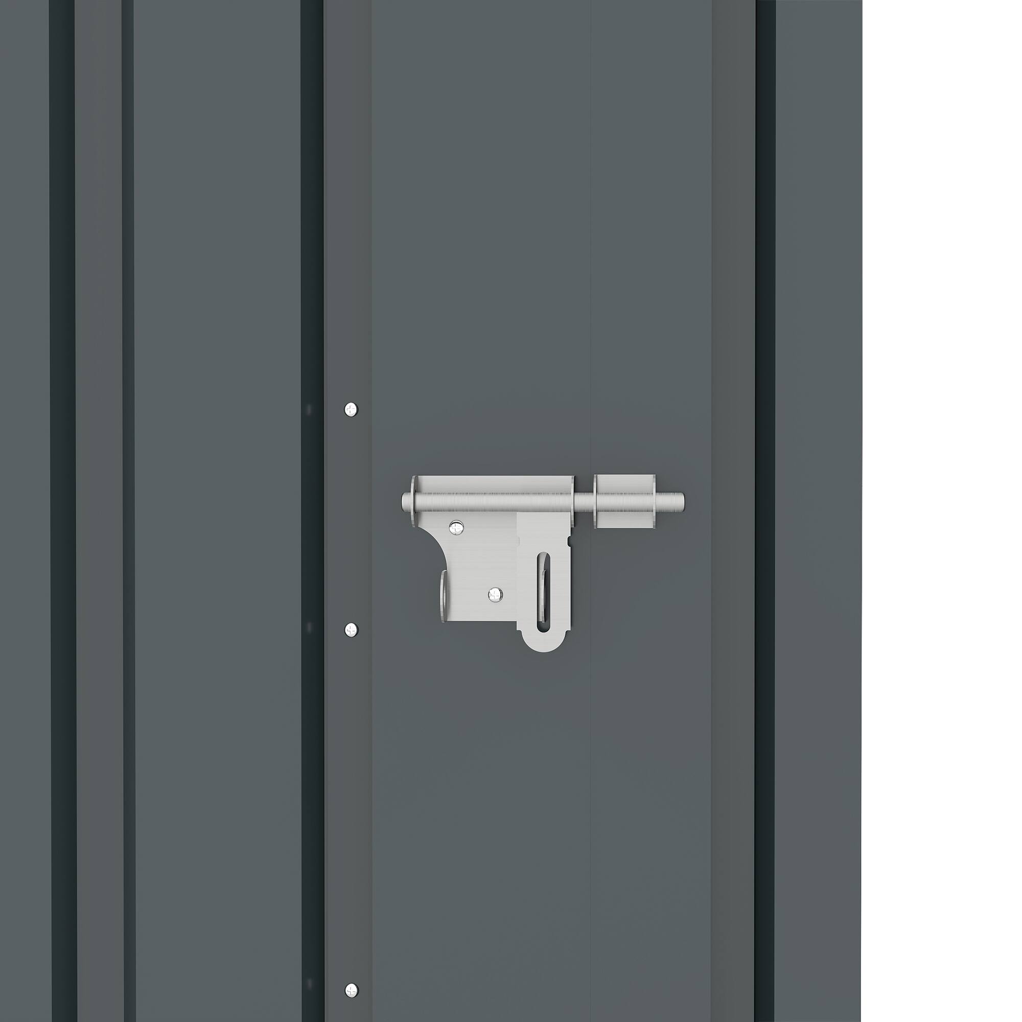 Alt View 8. Mondawe - 2-in-1 Small Galvanized Iron Storage Garden Shed with a solid lock system - Dark Gray.