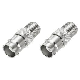 Unique Bargains - 2pcs Coaxial F Female to BNC Female Adapter, 75 Ohm Nickel Plated, 27x10.5mm for CCTV Camera & Gaming Console Durable - Silver