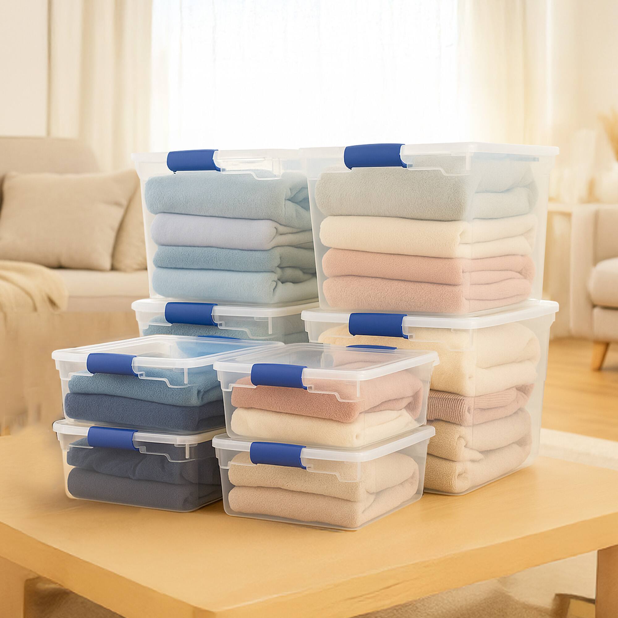 Alt View 7. Homz - Homz 31qt Clear Plastic Stackable Storage Containers, 4 Pack & 15.5qt, 4 Pack - Clear.