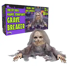 Funworld - Creepy Doll Grave Breaker Halloween Decor | 12 Inches - Gray