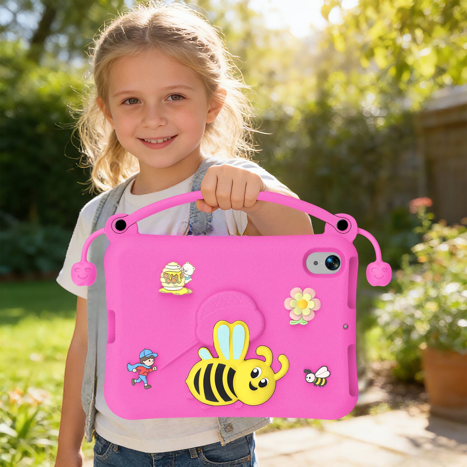Alt View 4. Dteck - for Apple iPad mini (A17 Pro) 2024 & iPad mini 6 2021 8.3" Kids EVA Tablet Case,Shockproof Kickstand Cover + Handle - Rosered.
