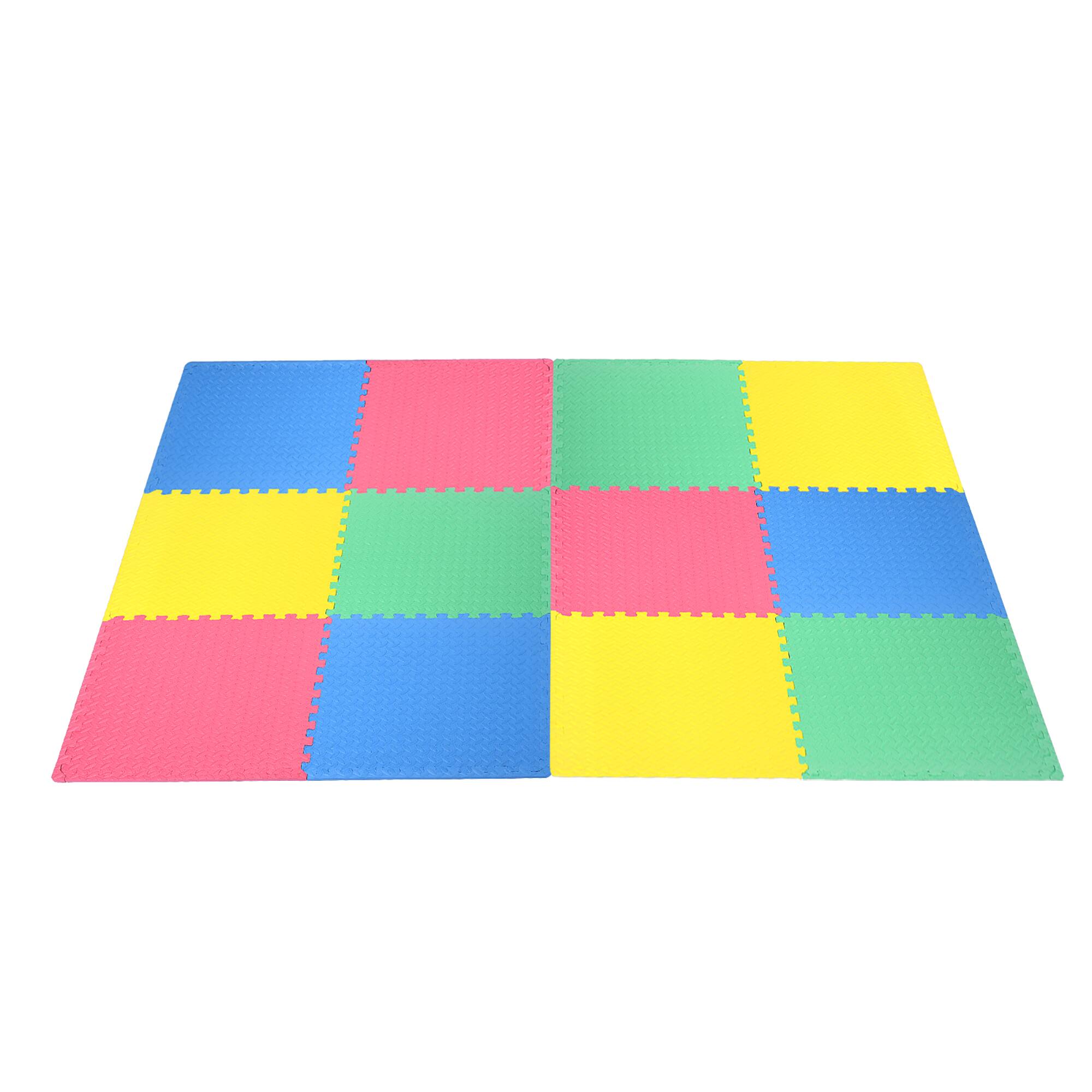 Alt View 9. Costway - Costway 12PCS Kid's Puzzle Exercise Play Mat w/EVA Foam Interlocking Tiles (25"x25") - RED, YELLOW, GREEN, BLUE.
