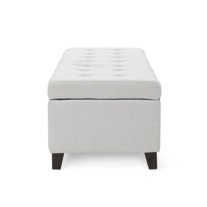 Alt View 1. HTUTWOO - Upholstered Storage Ottoman Bench - Entryway Bench, End of Bed Bench, Ottoman Foot Rest for Bedroom, Supports 300 lbs - Light Grey.